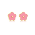 Orecchini a fiore in argento S925 rosa con bordo dorato su sfondo bianco - Argento 925 / Rosa