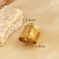 Golden hammered wide open ring in stainless steel with 2.4cm height minimalist design - Gold Hammered Wide Open Ring (JZ-YS409)