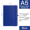 Taccuino A5 in pelle PU blu con elastico 210x145mm e carta Daolin da 80 grammi - A5(210x145mm) / Blu navy