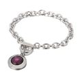 Bracelet chaîne argentée avec pendentif en pierre violette et fermoir à bascule OT - Style Chaîne Argentée Strass Pourpre (KB162165-Z)