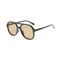 Retro aviator zonnebril met dubbele brug, zwart frame en gele transparante glazen - Zwart Frame Thee Lenzen