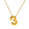 Collana con ciondolo a palloncino 3D numero 3 dorato con finitura a specchio - Stile Numero 3-Catena a Croce (SP731G-3)