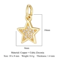 Golden star pendant made of copper and cubic zirconia for DIY jewelry, 10x8 mm size - Gold Star (VB248)