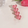 Pinza rosa dulce para el pelo con cuatro elementos de corazón en base metálica - 1212B Estilo de Corazón