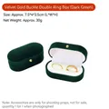 Dark green velvet double ring box with round gold buckle and compact size display - Double Ring Box / 7.5*4*3.5cm / Dark Green