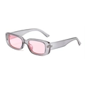Retro rectangle sunglasses with transparent grey frame and pink lenses for fashion - Grey Frame / Pink Lens