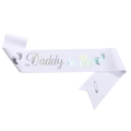 Weißer Glitzer-Daddy to Be-Scherpe mit Laserschrift für Babypartys und Sicherheitsnadel - Weiß Daddy To Be Schärpe
