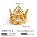 18K vergoldeter Edelstahl Kronenring mit Spitzen-Ausschnitt-Details für Damen - Zahl 8 / Kronenstil (JDR0307011-8)
