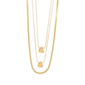 Dreilagige goldene Titanstahl-Halskette mit Herzanhängern und Schlangenkettenglied - Dreilagiger Herz-Schlangenkette-Stil