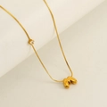 Golden titanium steel necklace with a chubby letter M pendant and sparkling zircon stone - Letter M