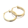 Elegant 18K gold plated stainless steel hoop earrings with sparkling white crystals - 30MM / Gold