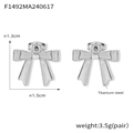 Boucles d'oreilles nœud en acier titane argenté au design de lignes minimaliste - F1492 Nœud / Acier