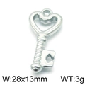 Silberner herzförmiger Schlüsselanhänger aus Edelstahl, Größe 28x13mm und Gewicht 3g - Silberner Herz-Schlüsselstil (KLJ5889-Z)