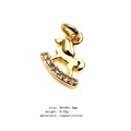 Golden rocking horse pendant with copper and zircon inlay for jewelry making - Rocking Horse (18)
