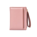 Portefeuille court rose pour femme avec dragonne et fente pour carte bancaire - Rose