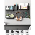 Black modular pegboard organizer system with storage bins and hooks for wall mounting - Square Board Set 2 / Black