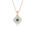 Rose gold S925 sterling silver four-leaf clover necklace with teal moissanite stone - Moissanite Green Stone Rose Gold