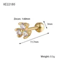 Orecchini a fiore minimalisti in argento S925 con zirconi e finitura dorata per donna - Argento 925 / Oro