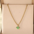 Stainless steel mushroom necklace with green and purple enamel charm in a gift box - Green Purple Contrast Color Mushroom Style(KN295259-Z)