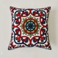 Ethnic floral embroidered cushion cover, 3d towel embroidery square sofa pillow case decor. - 45*45 (No Core) / Nightshade Red