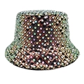 Détail des paillettes colorées et du motif losanges sur un chapeau bob noir - M (56-58cm) / Noir