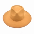 Sombrero fedora clásico de fieltro de lana color camel con ala ancha y cinta marrón oscuro - M (56-58cm) / Camel