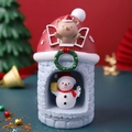 Christmas snowman snow tower figure with bear topper, resin holiday desk decor - 2109-2B Snowman (Star Light) / Piece