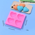 Pink heart-shaped 4-cavity silicone mold for soap and candles with dimensions - Multi-Grid Heart Style (2) / Pink