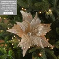 Champagne gold Christmas flower decoration with glitter sequins for Xmas tree - Champagne
