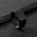 Minimalist rectangular black matte titanium steel signet ring with brushed metal finish - US 9 / 11mm Matte Rectangle / Black