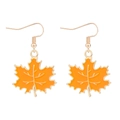 Creative maple leaf drop earrings with orange enamel finish and golden metal hooks - Alloy Maple Leaf