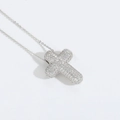 Collana a croce argento con ciondolo in micro-pavé di zirconi e catena a O - Croce d'argento con zirconi / Croce (Argento)