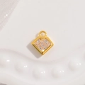 Minimalist S925 silver geometric pendant with gold plating and clear rhombus zircon stone - Gold White Zircon Rhombus Pendant