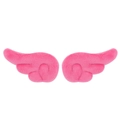 Macro view of pink plush angel wings accessories for DIY clothing and hair decor - Rose Red