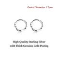 S999 Sterling Silber Mobius Ohrringe mit 1,2 cm Durchmesser und gedrehter Textur - 12mm Paar / Weißgold