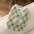 Cute green checkerboard fleece pet harness vest with soft plush trim for small dogs - XL / 2025 New Green Checkerboard