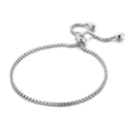 Bracciale regolabile in argento con catena box, chiusura a scorrimento e piccoli pendenti - Bracciale Regolabile Con Cursore / Argento (KB132743-ZC)