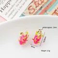 Pitaya fruit charm in pink enamel with gold frame for DIY jewelry 14.5x8mm - 31# Dragon Fruit