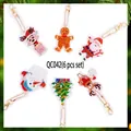 6 pieces set of Christmas DIY diamond painting keychains featuring Santa and Reindeer - QC042 (6-Piece Set) Single-Sided