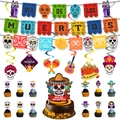 Set decorazioni Giorno dei Morti con striscioni, riccioli appesi e topper per torta - Set Combinato 4 Dia De Muertos
