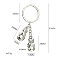 Silver boxing glove keychain made of metal with precise dimensions 83mm length - Double Boxing Gloves