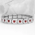 Detail of silver modular links with red heart-shaped gemstone charms for DIY bracelet - 0068-heart-transparent Light Rose Red 1 Section