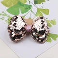 Sparkly rose gold and black sequin bow hair clip for girls on elegant display card - Light Champagne