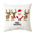White Christmas pillow case with reindeer and Santa Claus cartoon illustration prints - Style 22 / 18x18 Inch