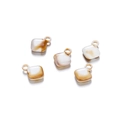 Detail view of square marble resin pendants in cream and amber for DIY jewelry making - Square B28