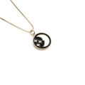 Collana dorata con ciondolo a luna e stelle in smalto nero e cristalli lucenti - 40+5cm / Oro/Luna Stella Nera