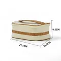 Bolsa de maquillaje de lona con asa de corcho, 21,5 cm x 15,5 cm x 9,5 cm - Beige (Grande H6489-1)