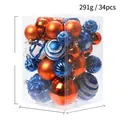 34-pack set of blue and orange Christmas ornaments with glitter and matte finishes - 34 Pieces/Pack / Blue and Orange