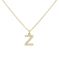 Classic 18k gold plated letter Z necklace featuring delicate small pearl inlay - Letter Z
