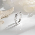 Elegant silver geometric ear cuff with sparkling inlaid zircons on white starfish - A1091 - Ear Cuff (Single Piece)